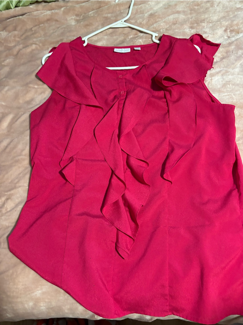 New York & Company Hot Pink Ruffle Front Sleeveless Camisole